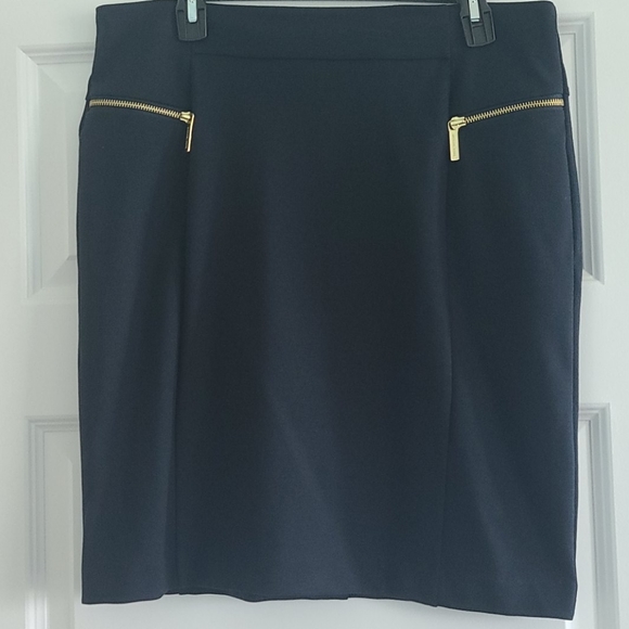 Michael Kors Dresses & Skirts - Michael Kors Navy Ponte Skirt with Gold Zips